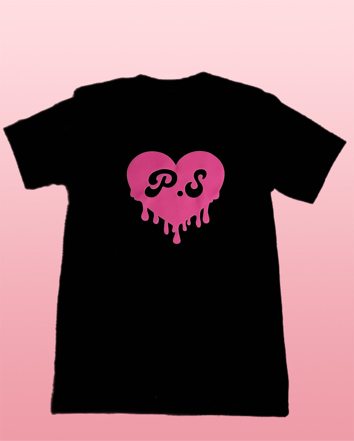 Women's Black T-Shirt with Pink PUFF P.S I Love You Logo