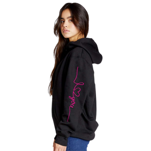 Black Women's Hoodie with Pink PUFF P.S I love you Logo