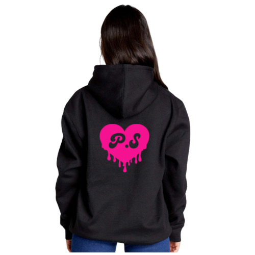 Black Women's Hoodie with Pink PUFF P.S I love you Logo
