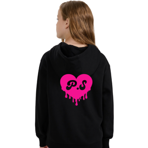 Black Hoodie with PUFF P.S I Love You Logo